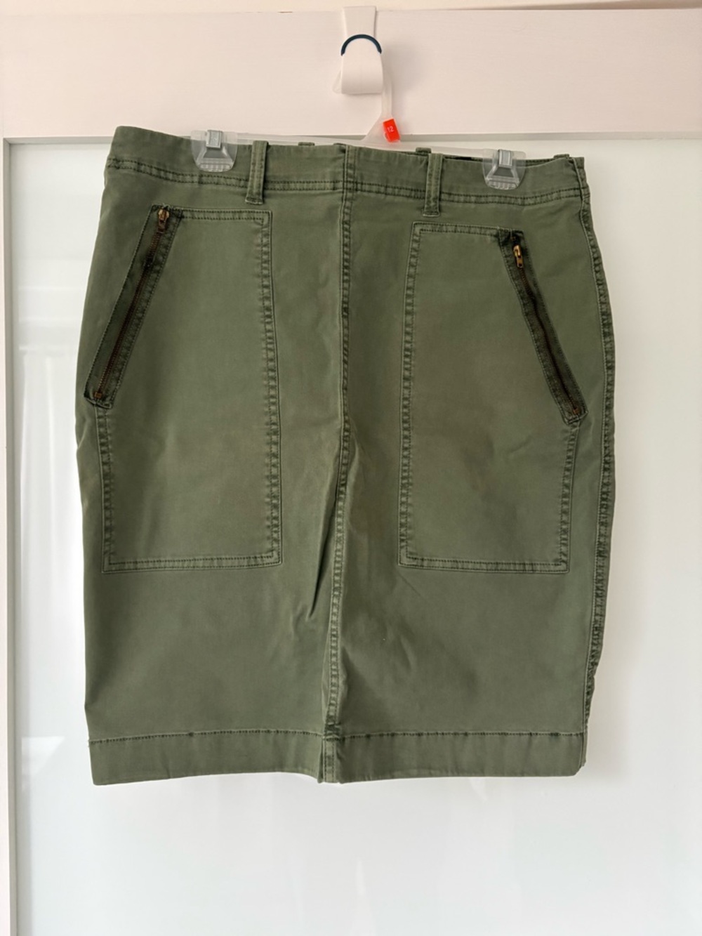 J. Crew Olive Green Utility Pencil Skirt with Zip Pockets